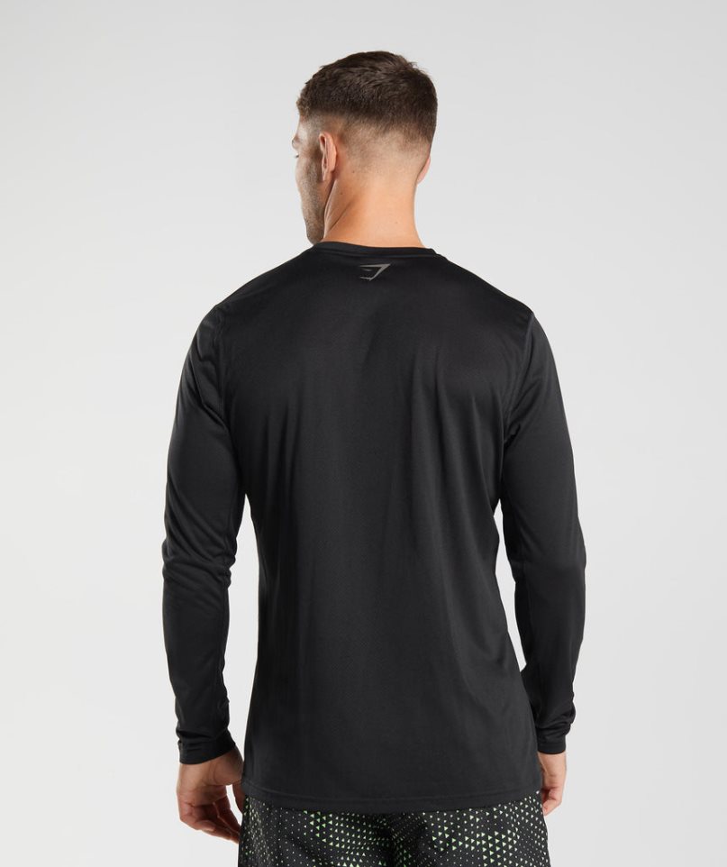 Men's Gymshark Sport Long Sleeve T-Shirts Black | CA 70A635